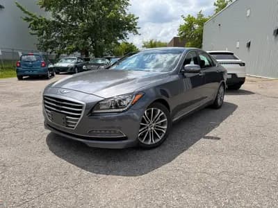 Certified, non-smoker 2015 Hyundai Genesis Sedan 3.8L Luxury 4D Sedan in Silver with Black interior – front exterior view