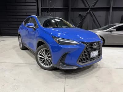 Certified, one-owner, Clean Carfax, local vehicle, non-smoker 2023 Lexus NX-Series 350 Ultra Premium in Blue with Brown interior – front exterior view